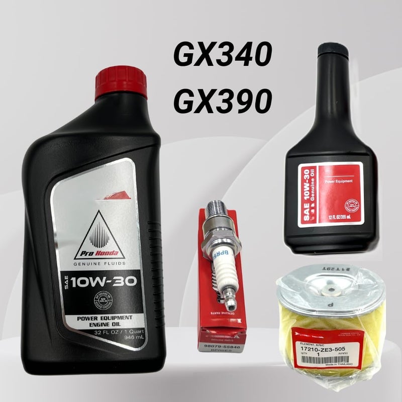 KINDZA Genuine Tune up kit for Honda GX340 GX390 engines with 44 fl.oz Genuine Motor Oil 10W30 GENUINE AIR FILTER [17210-ZE3-505] and Spark Plug [98079-55846] [BPR5ES] - Image 2